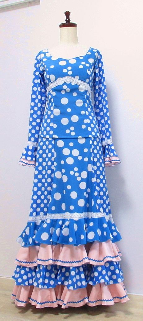 ★2025年オーダー例★１４★　水色×白水玉　ツーピース