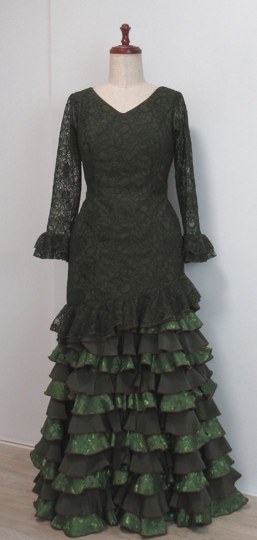 フラメンコ衣装 2024オーダー例 L モスグリーン