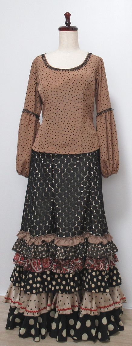 ★2025年オーダー例★２２★　茶×黒小水玉ブラウス