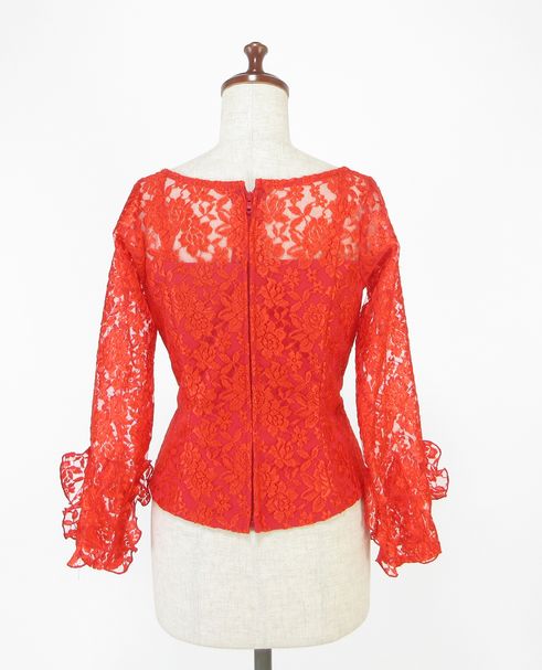 フラメンコ衣装 ブラウス 赤 レース