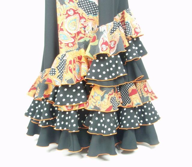 フラメンコ衣装 黒水玉・ツーピース 