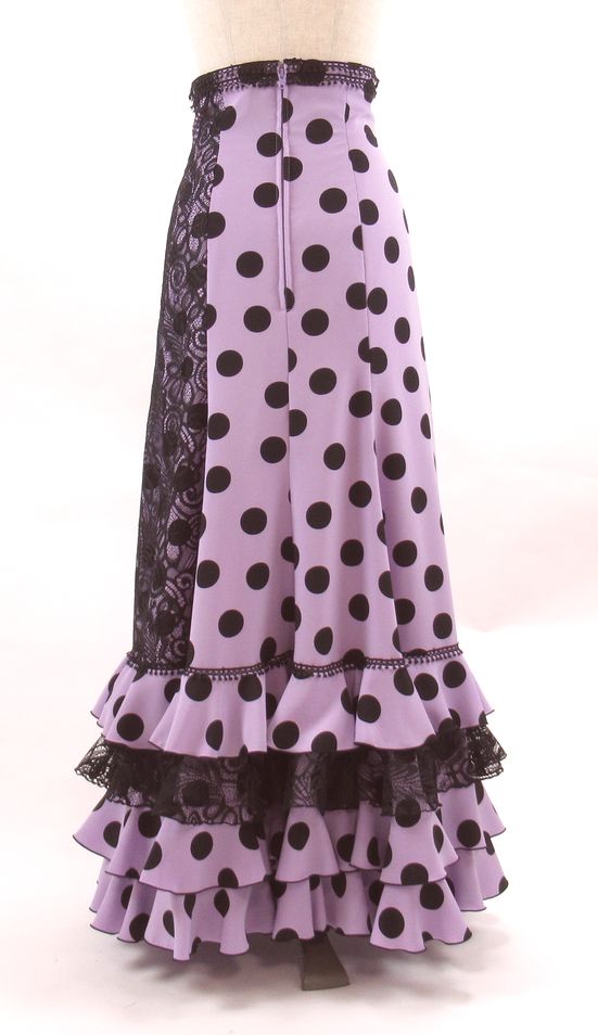 フラメンコ衣装 ツーピース 薄紫×黒水玉 フラメンコ 衣装 トップス  