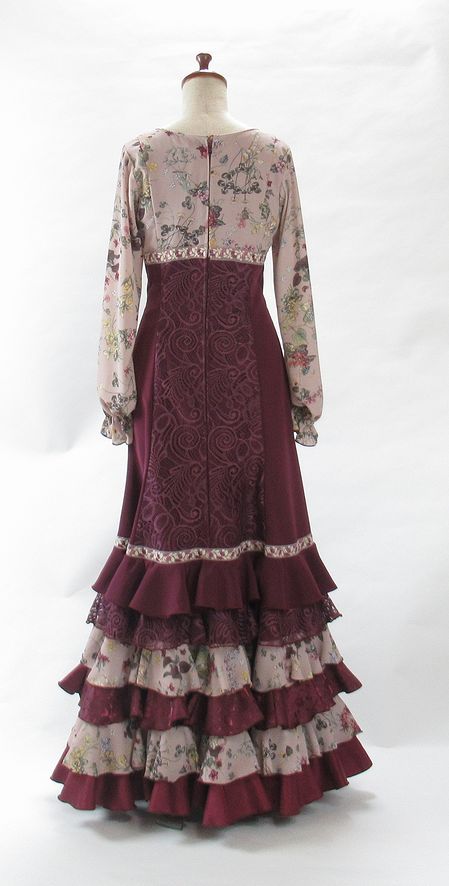 フラメンコ衣装】ピンク ワンピース ドレス 薔薇柄 バラ オレンジ