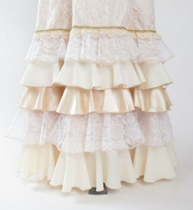 フラメンコ衣装 ハイウエストツーピース ピンク×黒