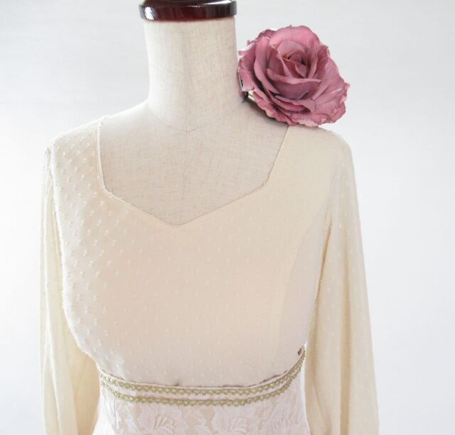 フラメンコ衣装 G2303 レースハイウエストツーピース アイボリー