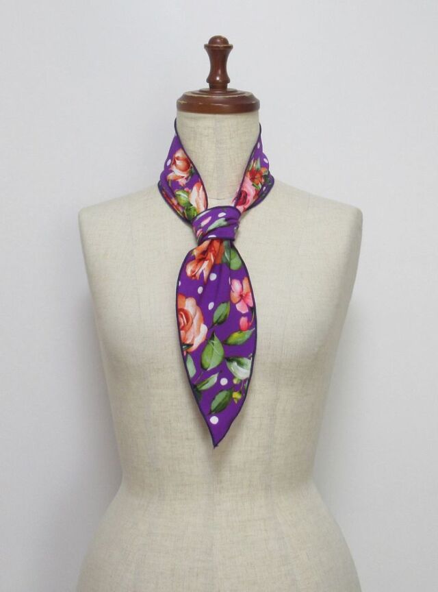 パニュエロ小・ボウタイ・PA-S168・紫×オレンジピンク花柄