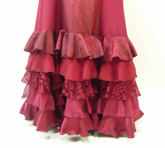 ☆オーダー衣装 デザイン見本☆G1612 5段フリル ツーピース ボルドー