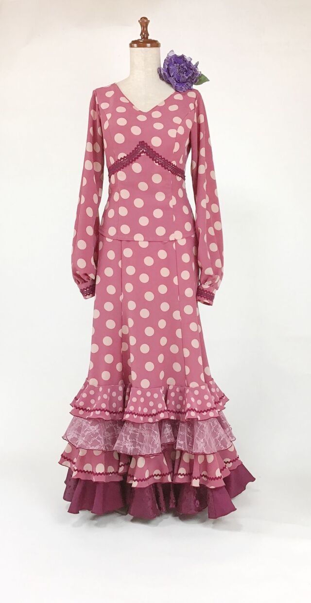 フラメンコ衣装 水玉ツーピース