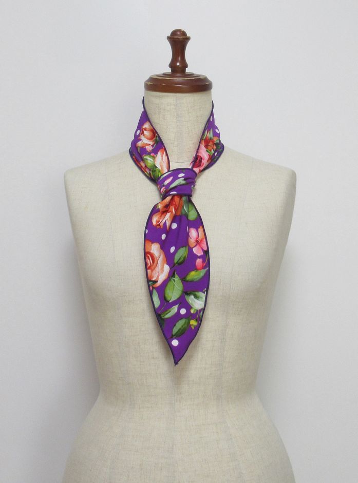 パニュエロ小・ボウタイ・PA-S168・紫×オレンジピンク花柄