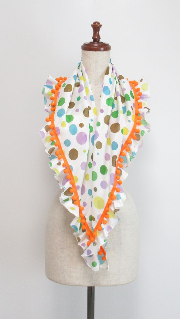 ★１点物★フリル付ピキージョ　PIF-1　白×カラフル水玉　