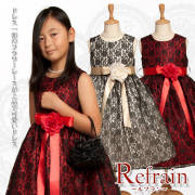 子供ドレス★100cm／110cm／120cm／130cm／140cm／150cm／155cm★子供ドレス　CC1132　ルフラン（2種類のリボンとコサージュ付き）（全2色）