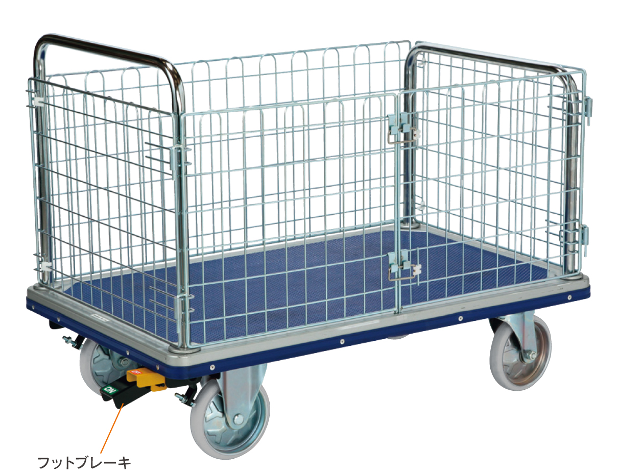 観音扉型金網台車(特大)NK-507K-SH　荷台寸法Ｗ1,210xD760【エヌケーキャリーキャスター製】