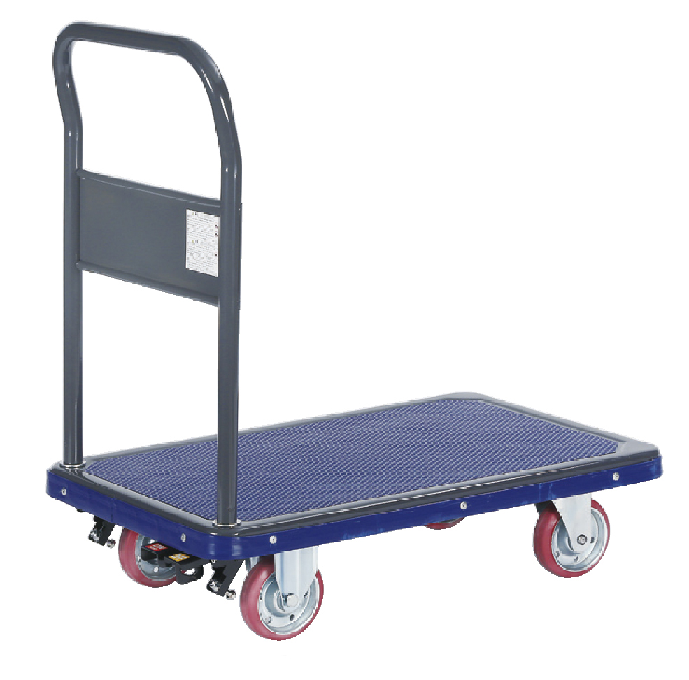 【使いやすいサイズです】スチール固定式ハンドル台車(中)NS-250F　荷台寸法Ｗ810ｘＤ510【エヌケーキャリーキャスター製】