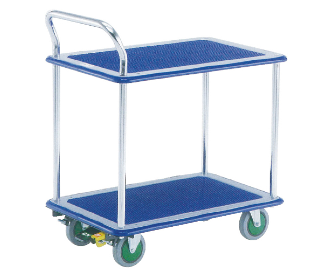 【売れてます】スチール２段式ワゴン台車(小)しずかるスーパーNS104S(W738xD478xH875)【エヌケーキャリーキャスター製】