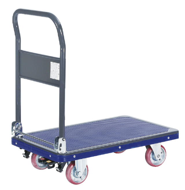 丈夫でヘタリのこない国産スチール折畳式ハンドル台車(中)NS-250E　荷台寸法Ｗ810ｘＤ510【エヌケーキャリーキャスター製】