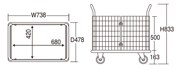観音扉付金網台車SPNK107Kサイズ
