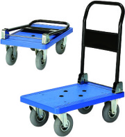 静かでクッション性のある空気タイヤ付プラＬ型台車ＰＲBL150ＡＲ(小)ホテルや病院絨毯大理石などに最適【エヌケーキャリーキャスター製】