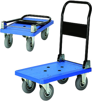 静かでクッション性のある空気タイヤ付プラＬ型台車ＰＲBL150ＡＲ(小)ホテルや病院絨毯大理石などに最適【エヌケーキャリーキャスター製】