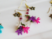 【メール便ＯＫ】トルコ伝統のレース編み　イーネオヤ　ピアス　ビビッドカラフル