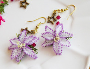 【メール便ＯＫ】トルコ伝統のレース編み　イーネオヤ　ピアス　ライトパープル