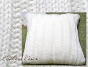 LETTO ニット デザイン編み　クッションカバー　ホワイト　45ｃｍ角