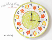 140405Modigliani モディリアーニイタリア製陶器FIESOL花模様時計FS８０１