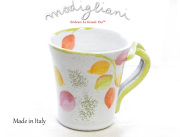【Modigliani モディリアーニ】イタリア製陶器　UMBRIA　VERDE　木の葉柄　マグカップ UM5