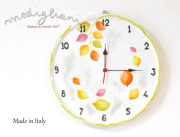 【Modigliani モディリアーニ】イタリア製陶器　UMBRIA　VERDE　木の葉柄　時計 UM801