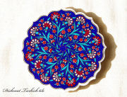 141110Artnicea トルコタイル花型鍋敷き　カーネーション＆小花　オリエンタルブルー