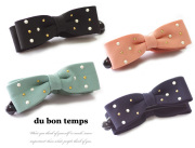 【メール便ＯＫ】バナナクリップ スタッズ＆パールのリボンバナナクリップ　全4カラー