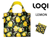 160308LOQIローキー ブランド エコバッグ 折り畳み 大きいサイズ　レモン花柄　JUICY Collection Lemons