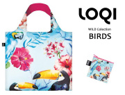 160309LOQIローキー ブランド エコバッグ 折り畳み 大きいサイズ 花柄 鳥柄 バード WILD Collection　Birds