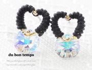 【メール便ＯＫ】ピアス ハートフープ＆煌くキュービックジルコニアピアス　レディースピアス