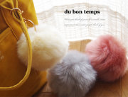 バッグチャーム キーホルダー　ボンボンフェイクラビットファー ふわふわ　ボンボンストラップ　全3カラー