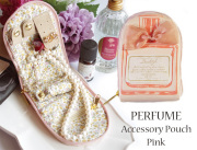 170406アクセサリーポーチ　ジュエリーポーチ レザー調　香水デザイン perfumeパフューム ピンク