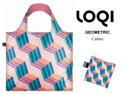 170802エコバッグ LOQIローキー ブランド 折り畳み ジオメトリックなキューブ柄 GEOMETRIC Cubes