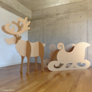 トナカイとソリ（クリスマスイベント装飾・ディスプレイ用）