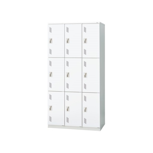 プラス 更衣ロッカー LZシリーズ カラータイプ 9人用 3連3段 シリンダー錠 W900×D515×H1790 LZ-9S 31-334