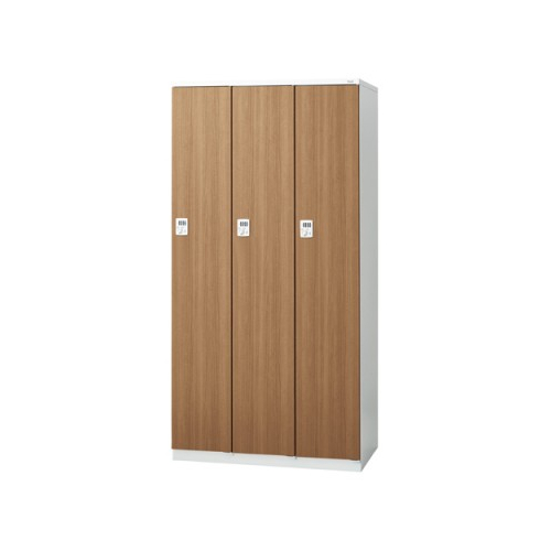 プラス 更衣ロッカー LZシリーズ 木目扉 3人用 ダイヤル錠 W900×D515×H1790 LZ-3D/31-379
