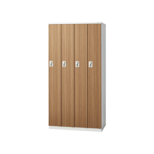プラス 更衣ロッカー LZシリーズ 木目扉 4人用 シリンダー錠 W900×D515×H1790 LZ-4S/31-380