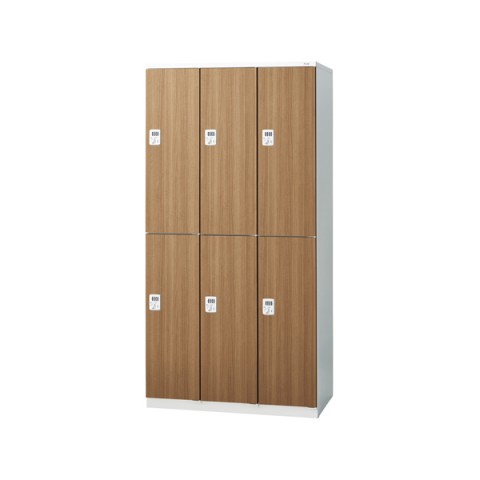プラス 更衣ロッカー LZシリーズ 木目扉 6人用 ダイヤル錠 W900×D515×H1790 LZ-6D/31-383