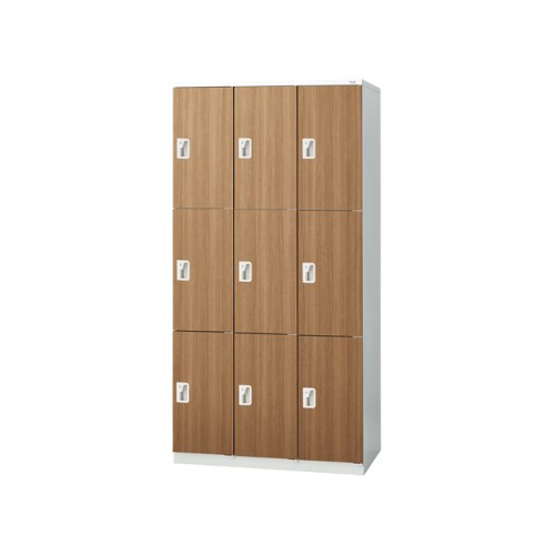 プラス 更衣ロッカー LZシリーズ 木目扉 9人用 3連3段 シリンダー錠 W900×D515×H1790 LZ-9S/31-384