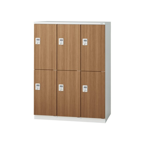 プラス 更衣ロッカー LZシリーズ 木目扉 6人用 3連2段 ダイヤル錠 W900×D515×H1221 LZ-L6D/31-387