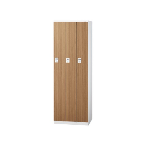 プラス 更衣ロッカー LZシリーズ 木目扉 3人用スリム ダイヤル錠 W600×D515×H1790 LZ-S3D/32-431