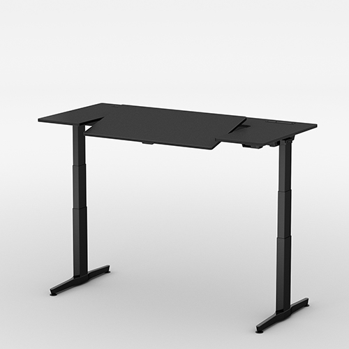 オカムラ リーガスデスク U型水平天板：ブラック/プライズッド レバー インジケーター有り W1800×D800 3U20AA-MT/MB