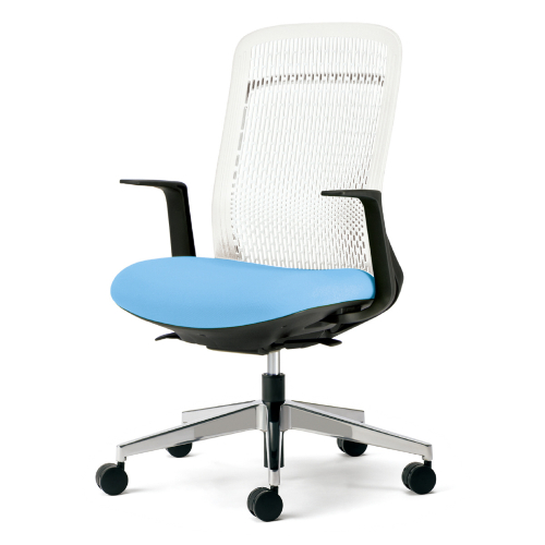 プラス トライチェア アルミ脚 ハイバック L型肘 ホワイトシェル KB-TR53SEL