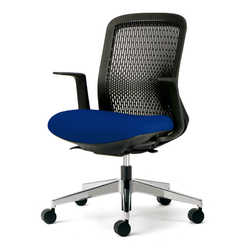 プラス トライチェア アルミ脚 ローバック L型肘 スモークブラックシェル KB-TR62SEL