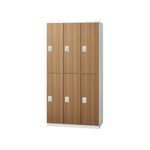 プラス 更衣ロッカー LZシリーズ 木目扉 6人用 プッシュ錠 W900×D515×H1790 LZ-6T/41-893