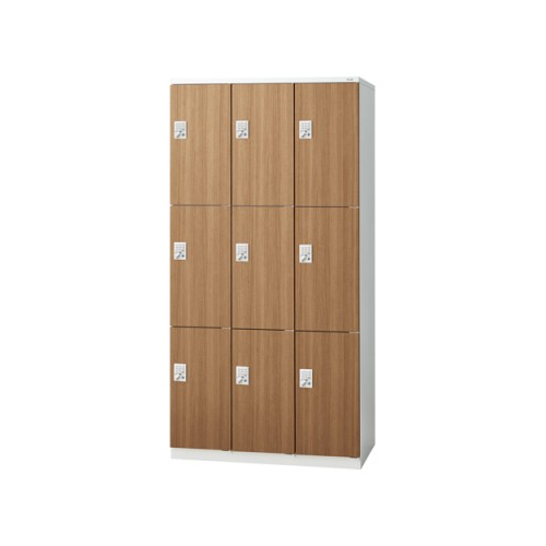 プラス 更衣ロッカー LZシリーズ 木目扉 9人用 3連3段 プッシュ錠 W900×D515×H1790 LZ-9T/41-894