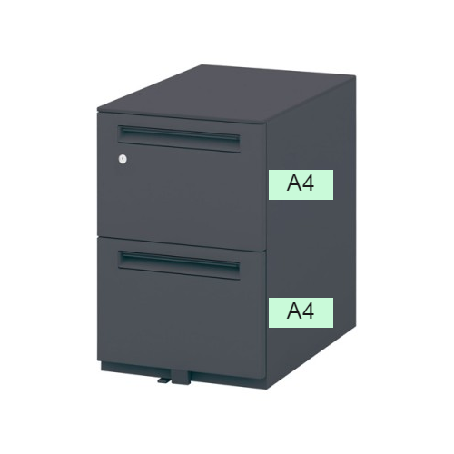 ウチダ STワゴン スタンダードタイプ シリンダー錠タイプ A4-2段 LBK色 W396×D585×H606 ST-A4-2-606SK/5-118-5130